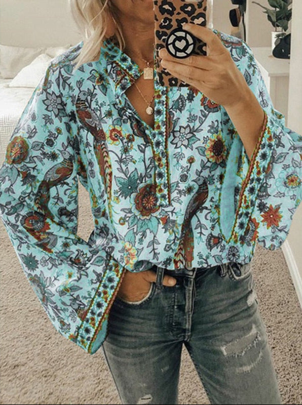Blouse boho à imprimé floral Sienna – Élégante et Confortable