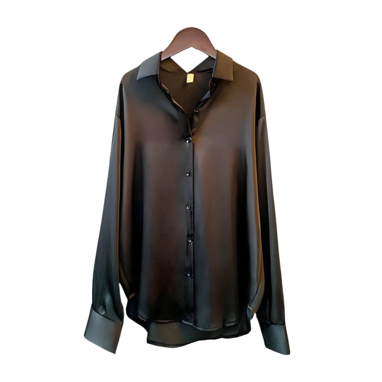 Brigitte - Élégante blouse en satin à manches longues avec col classique