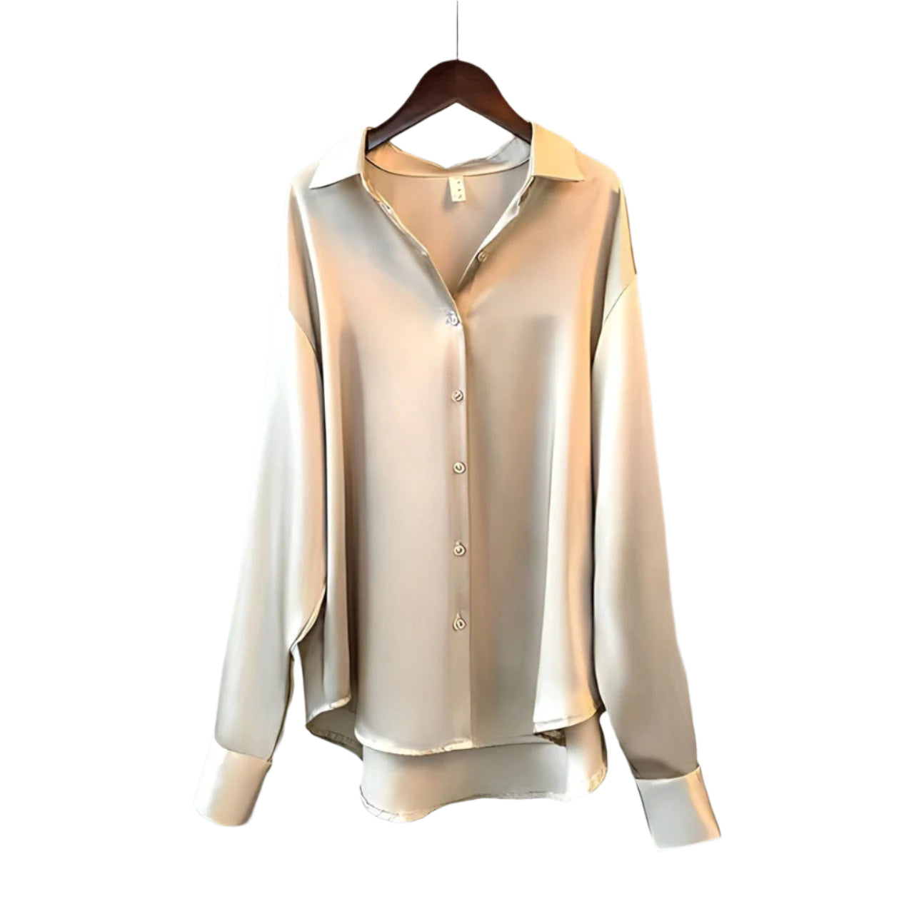 Brigitte - Élégante blouse en satin à manches longues avec col classique