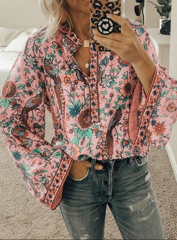 Blouse boho à imprimé floral Sienna – Élégante et Confortable