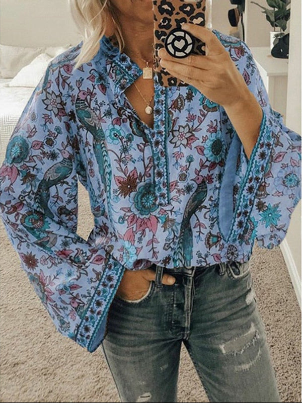 Blouse boho à imprimé floral Sienna – Élégante et Confortable