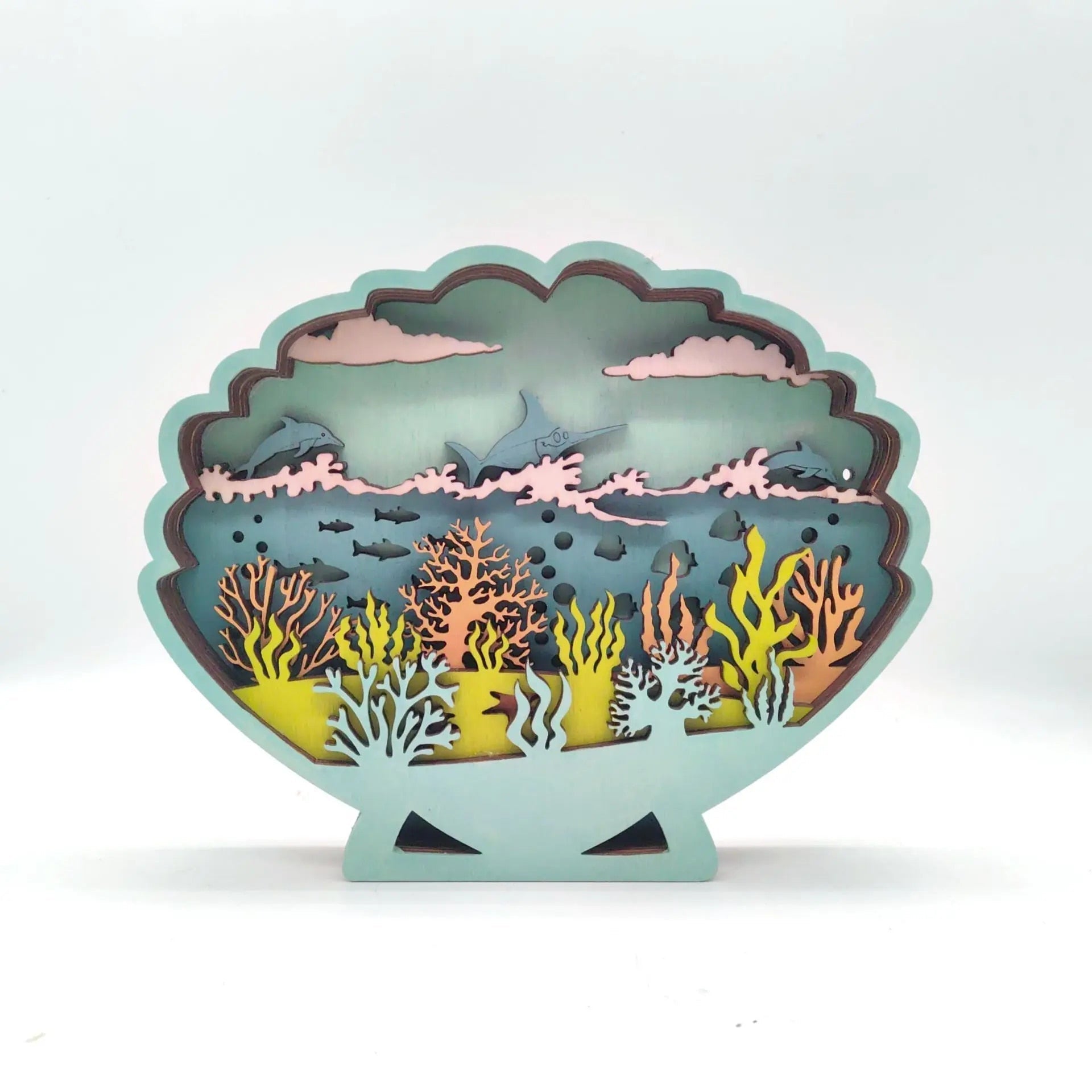 OceanGlow Oplyst Coquillage et Décoration de Poisson – Art Inspiré par la Mer