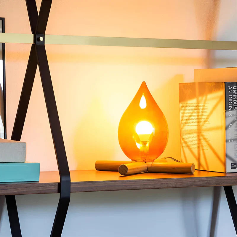 FlammeLys – Lampe de table avec base en bois et effet flamme pour une ambiance chaleureuse