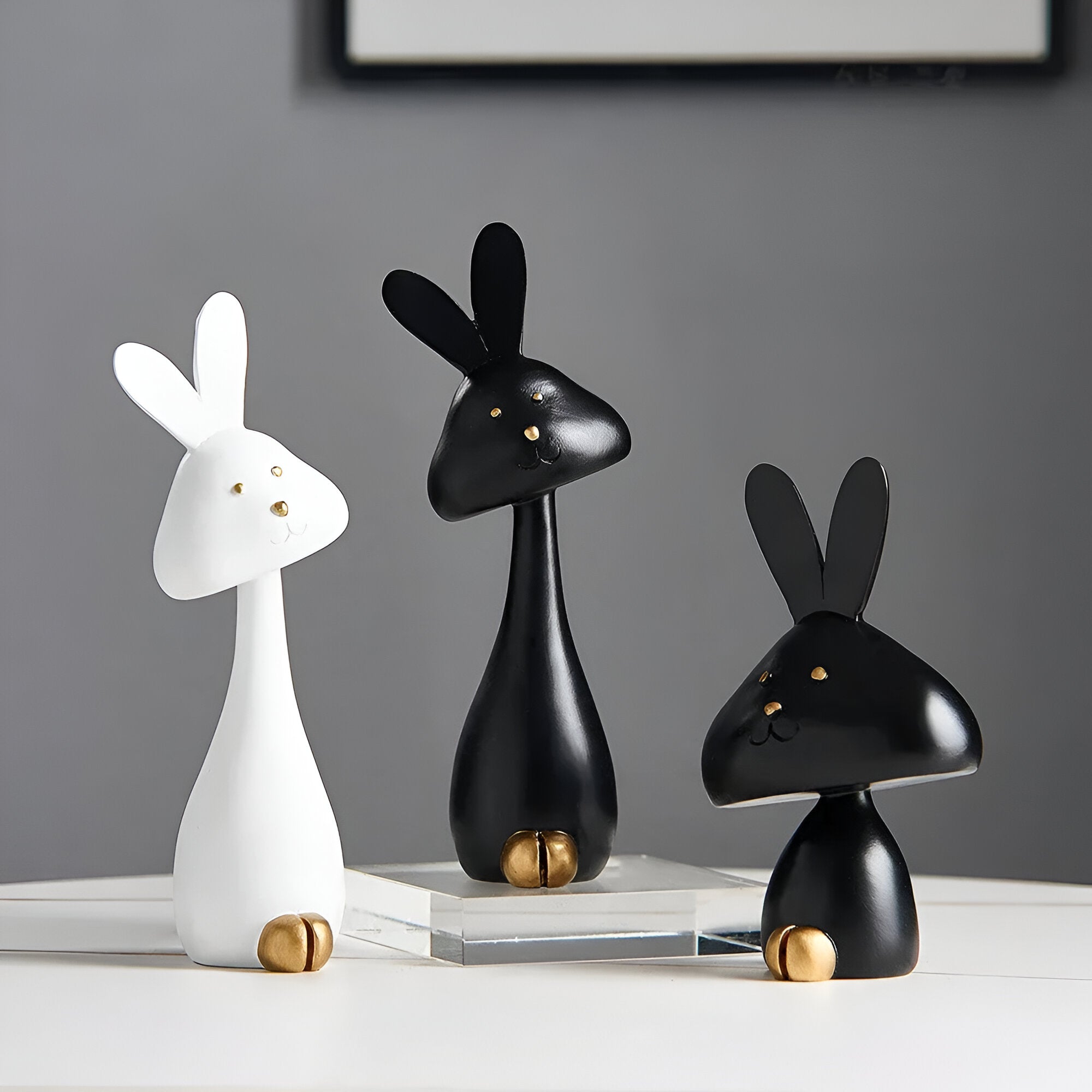 WhimsiPals - Figurines d'animaux minimalistes noir et blanc