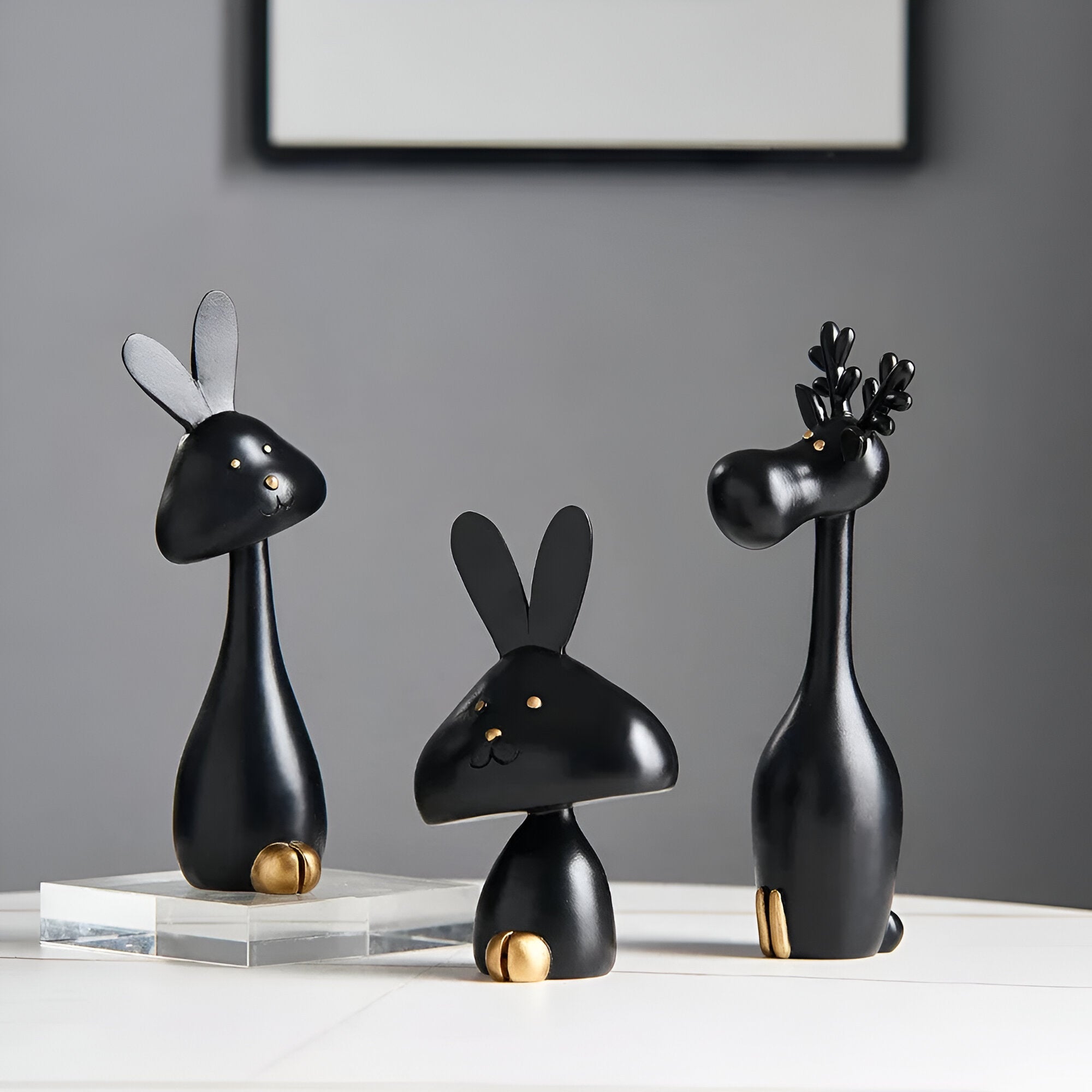WhimsiPals - Figurines d'animaux minimalistes noir et blanc