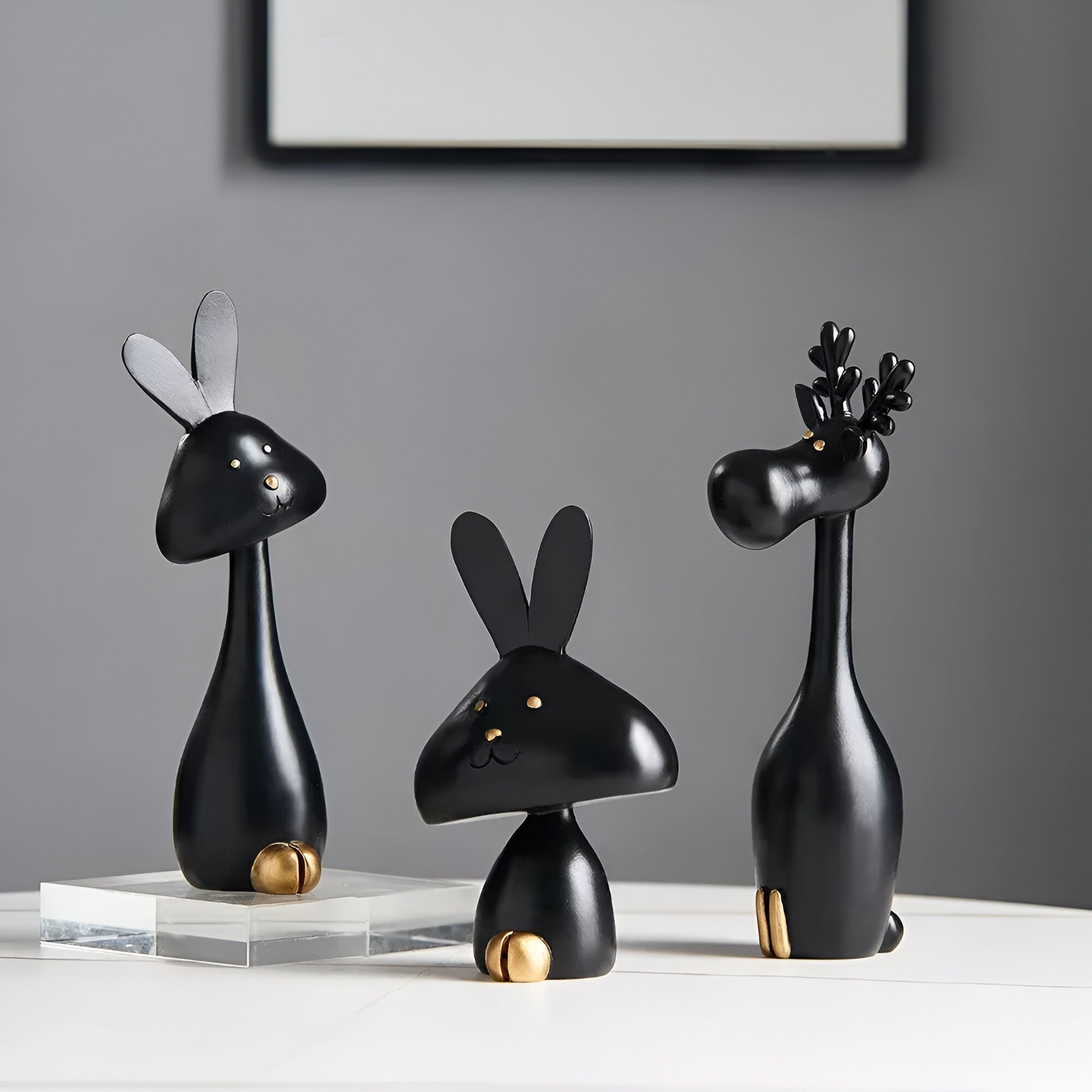 WhimsiPals - Figurines d'animaux minimalistes noir et blanc