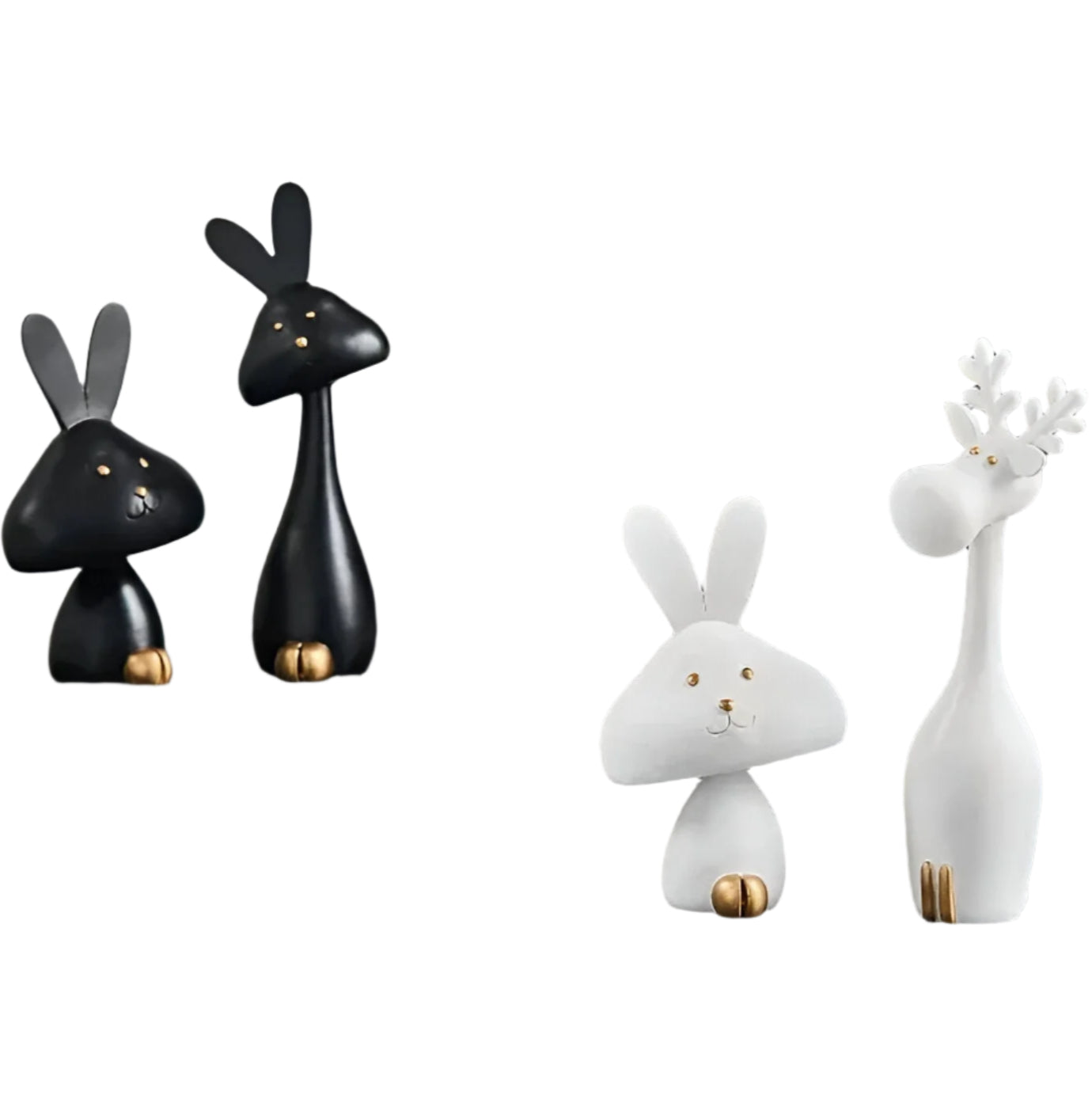 WhimsiPals - Figurines d'animaux minimalistes noir et blanc