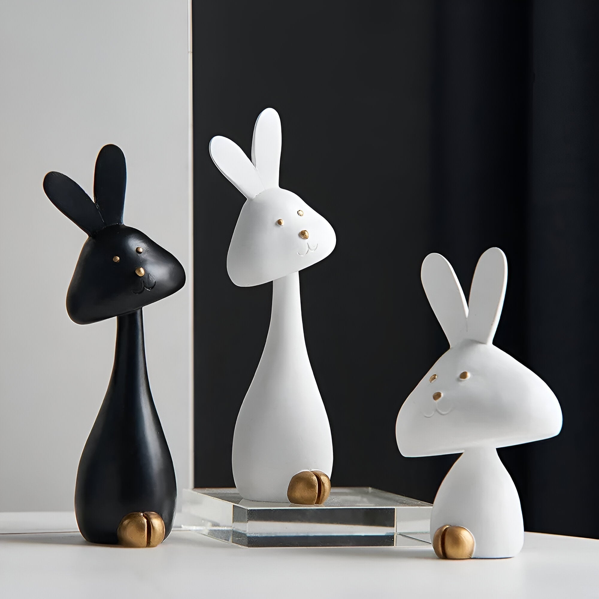 WhimsiPals - Figurines d'animaux minimalistes noir et blanc