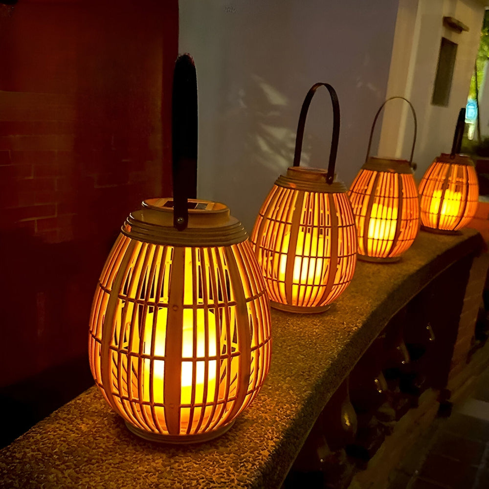 Lanterne solaire SunWeave en rotin élégant – Éclairage sophistiqué pour une ambiance extérieure