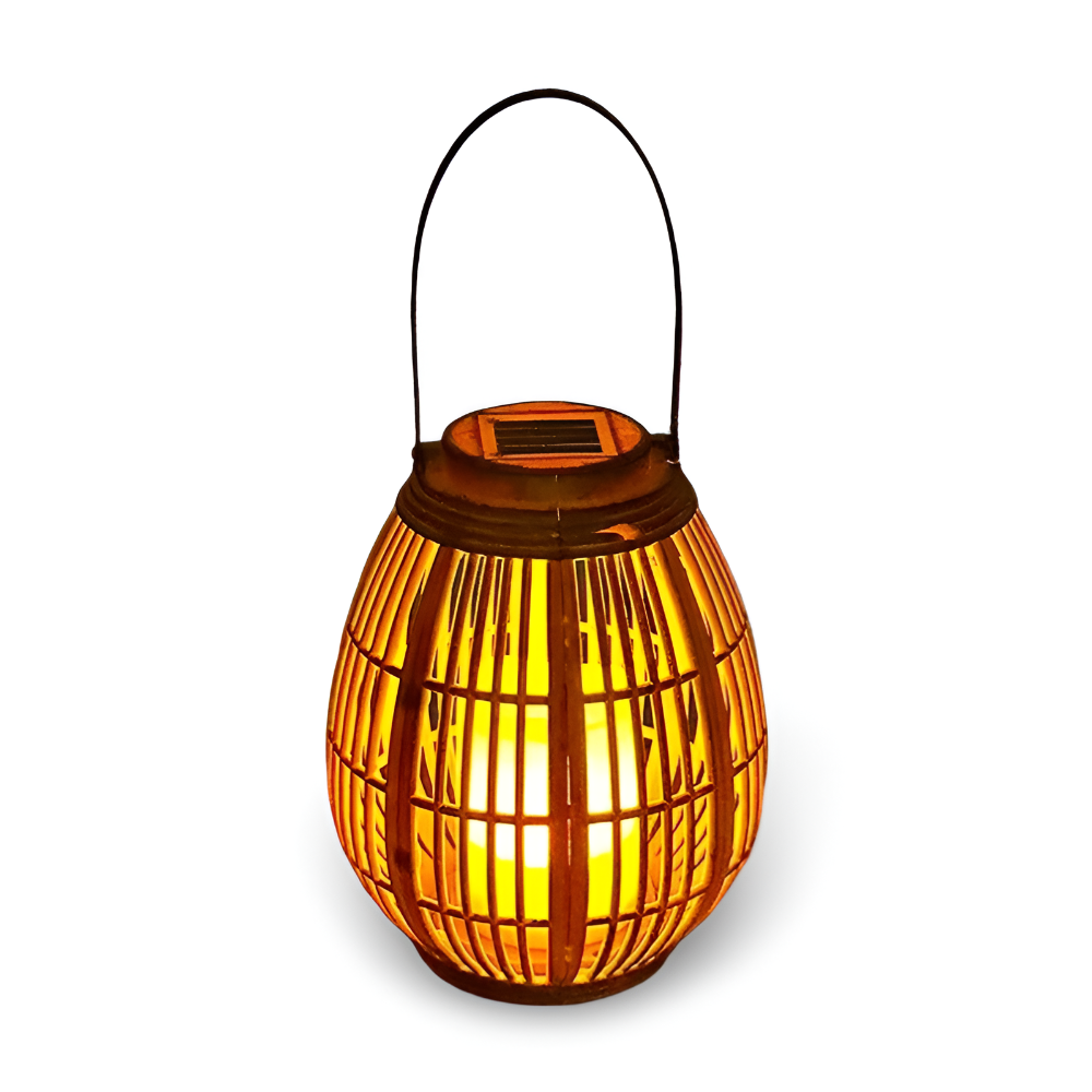 Lanterne solaire SunWeave en rotin élégant – Éclairage sophistiqué pour une ambiance extérieure