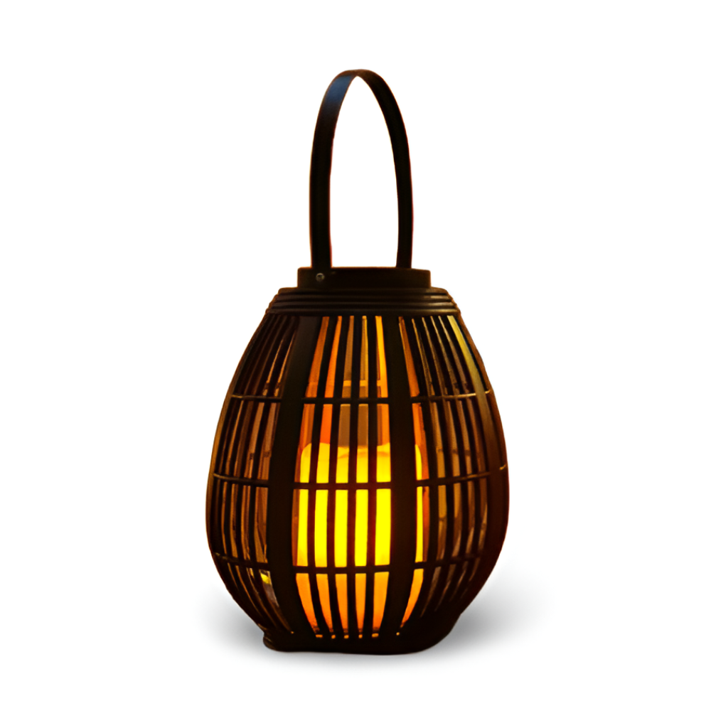 Lanterne solaire SunWeave en rotin élégant – Éclairage sophistiqué pour une ambiance extérieure