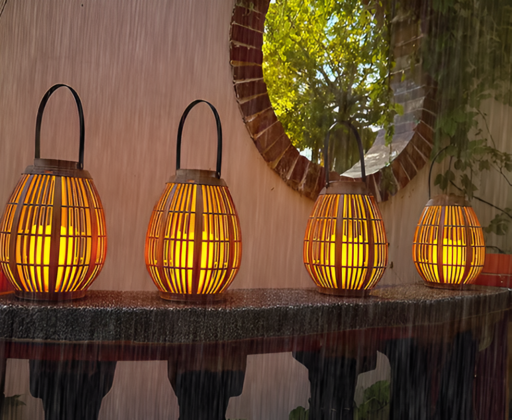 Lanterne solaire SunWeave en rotin élégant – Éclairage sophistiqué pour une ambiance extérieure