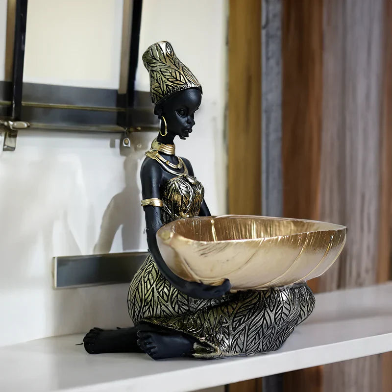 Sculpture Femme Exotique avec Organisateur de Clés – Solution de Rangement Artistique