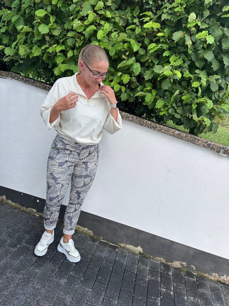 Pantalons à feuilles imprimées en saule