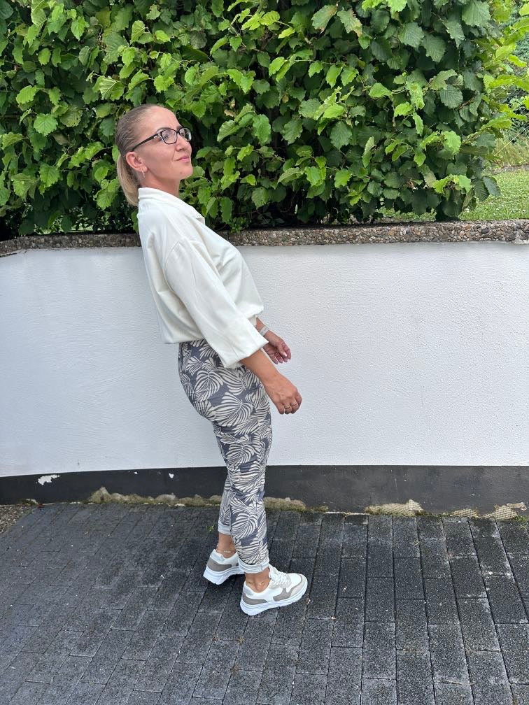 Pantalons à feuilles imprimées en saule