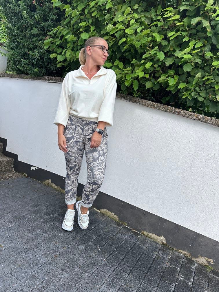 Pantalons à feuilles imprimées en saule