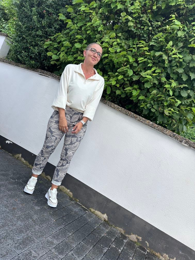 Pantalons à feuilles imprimées en saule