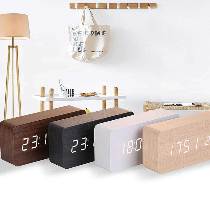 SmartGlow - réveille-matin LED en bois à commande vocale
