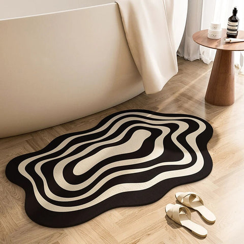 WaveForm - Tapis de bain abstrait à motif ondulé unique