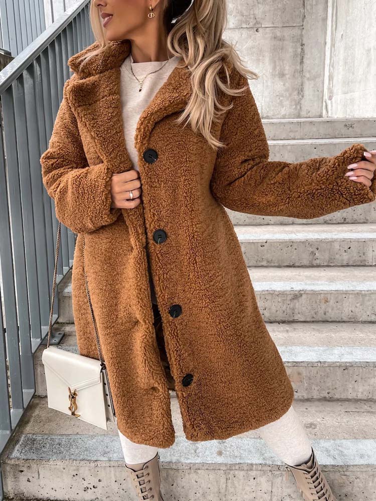 Manteau élégant avec col en fausse fourrure