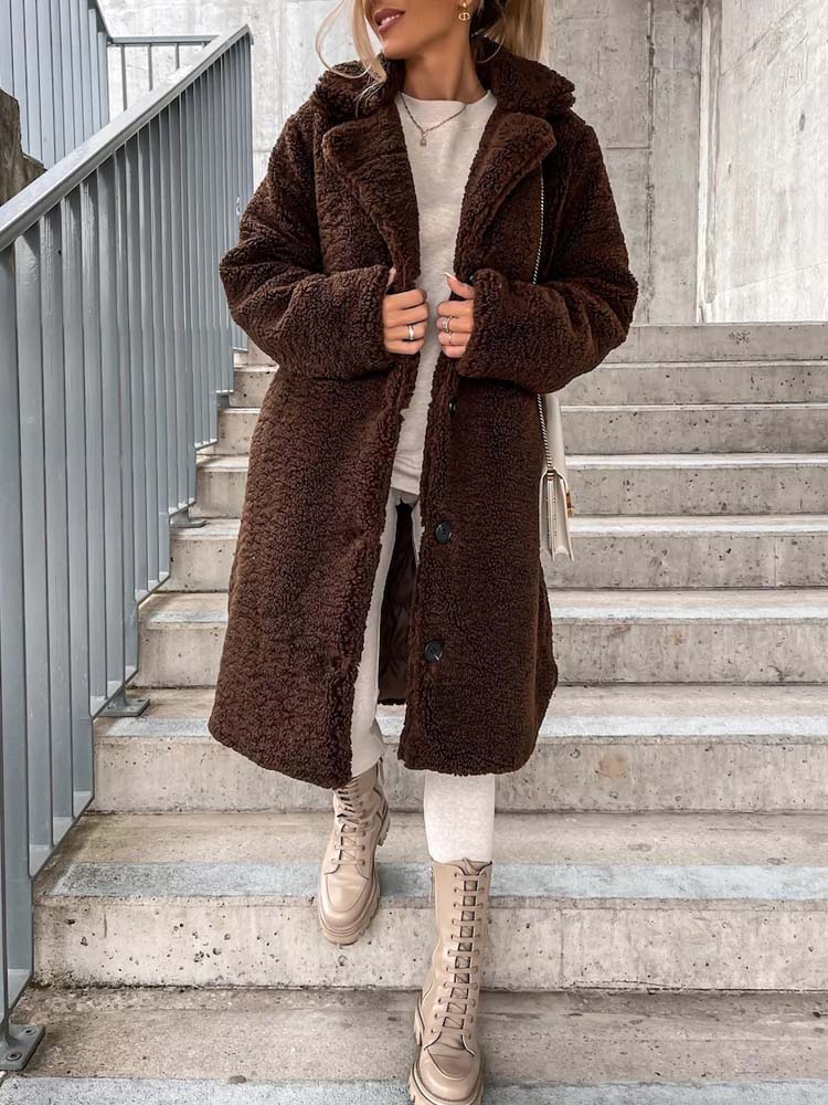 Manteau élégant avec col en fausse fourrure