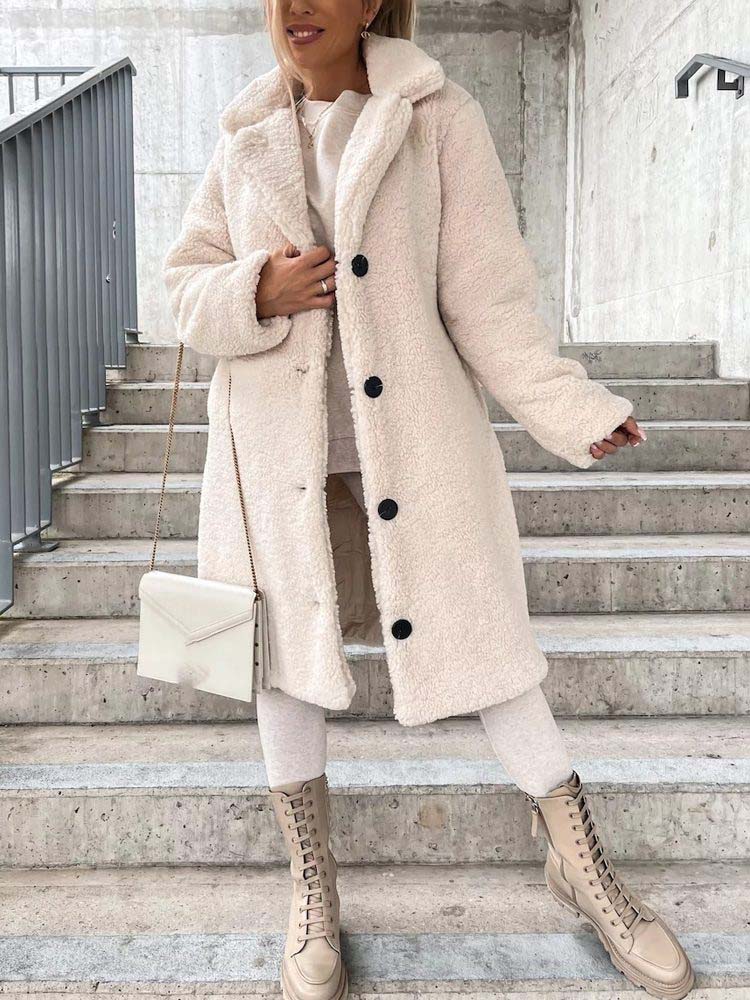 Manteau élégant avec col en fausse fourrure