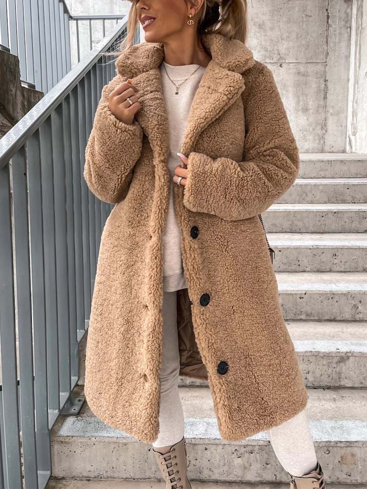 Manteau élégant avec col en fausse fourrure