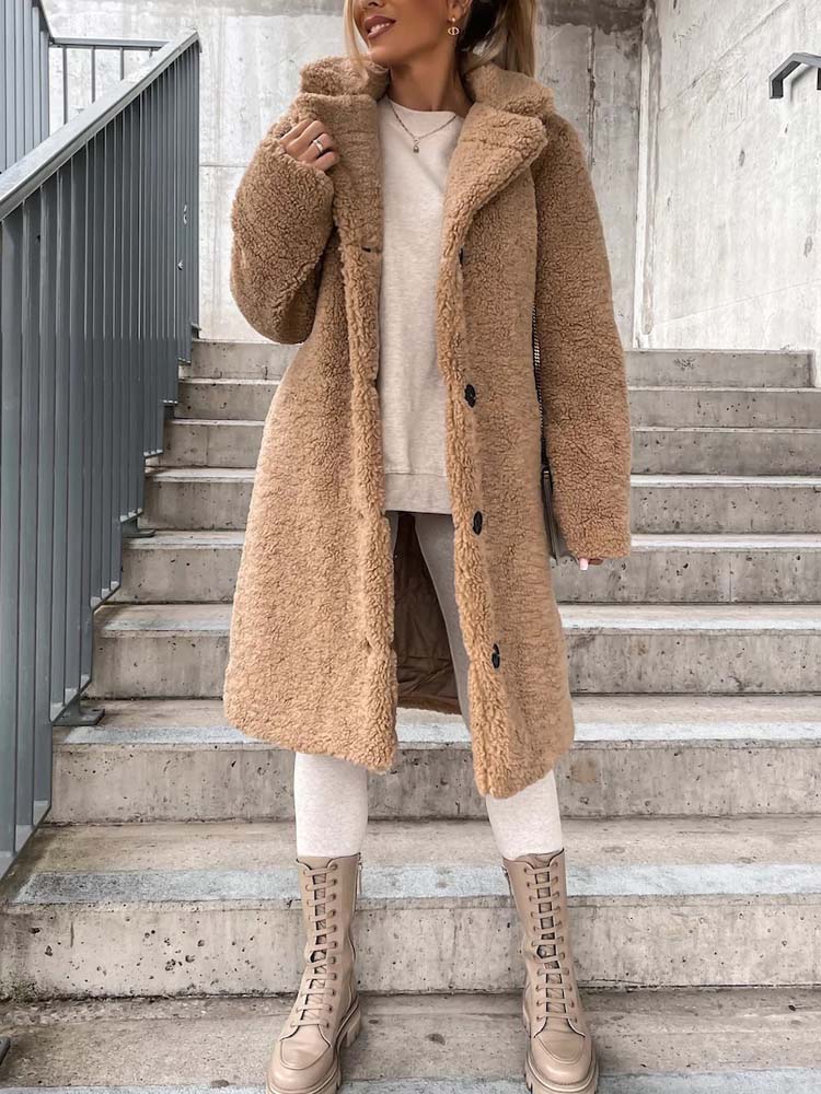 Manteau élégant avec col en fausse fourrure