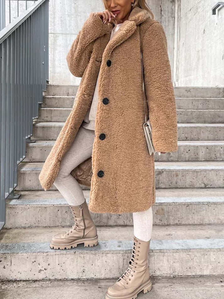 Manteau élégant avec col en fausse fourrure