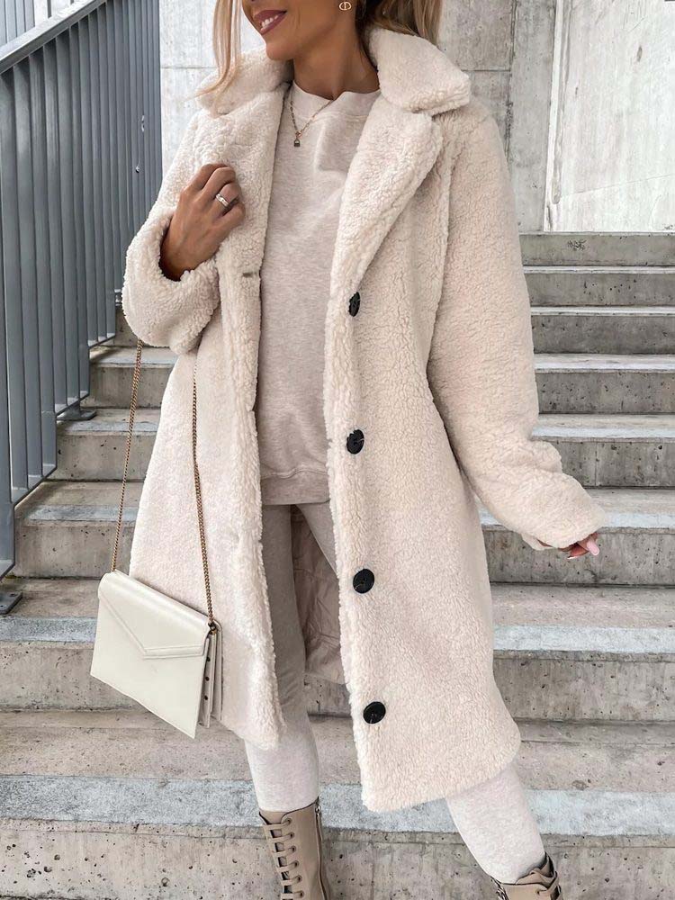 Manteau élégant avec col en fausse fourrure