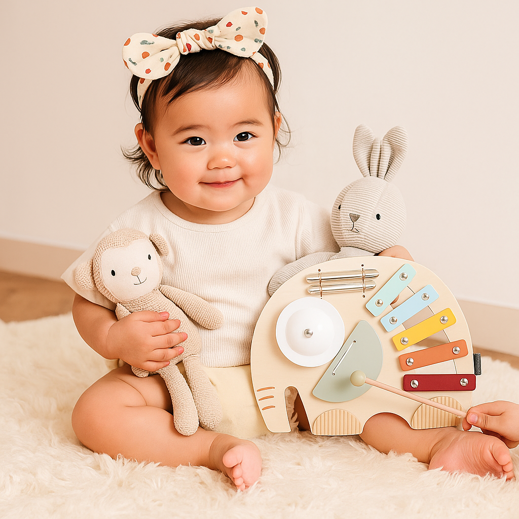 Jouet musical Montessori Éléphant – Jouet sensoriel éducatif pour l'apprentissage précoce et la coordination