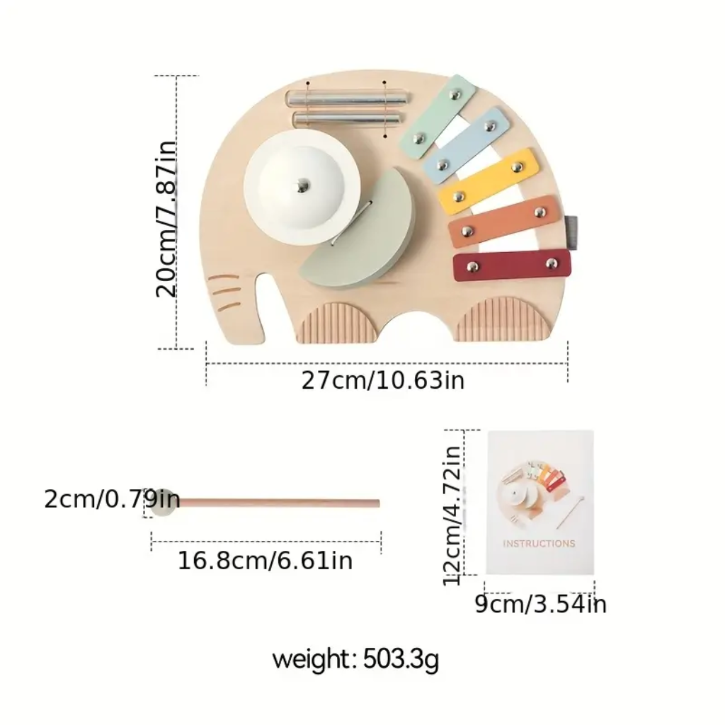 Jouet musical Montessori Éléphant – Jouet sensoriel éducatif pour l'apprentissage précoce et la coordination