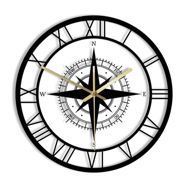 NauticaTime - Horloge murale avec boussole élégante