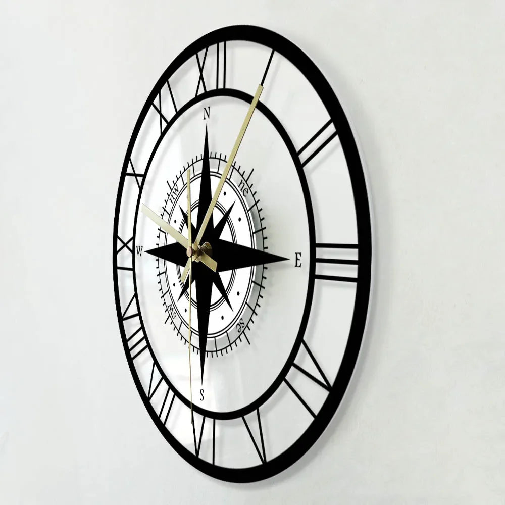 NauticaTime - Horloge murale avec boussole élégante