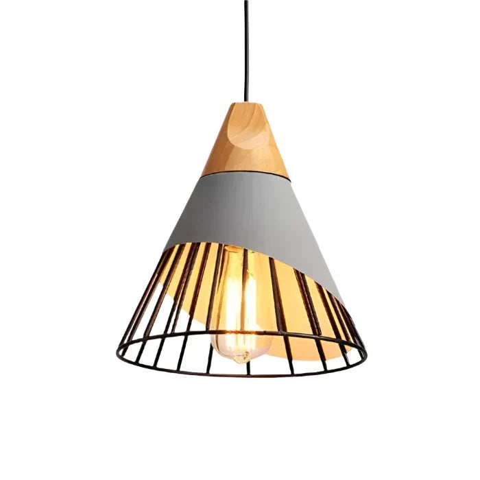 ScandinavianGlow - Lamp pendant industriel en bois