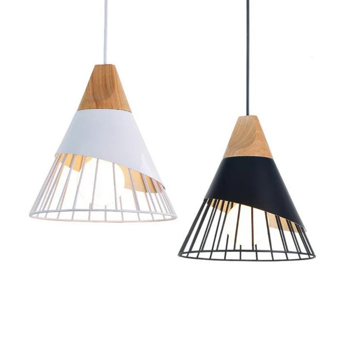 ScandinavianGlow - Lamp pendant industriel en bois