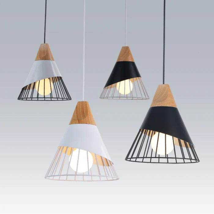 ScandinavianGlow - Lamp pendant industriel en bois