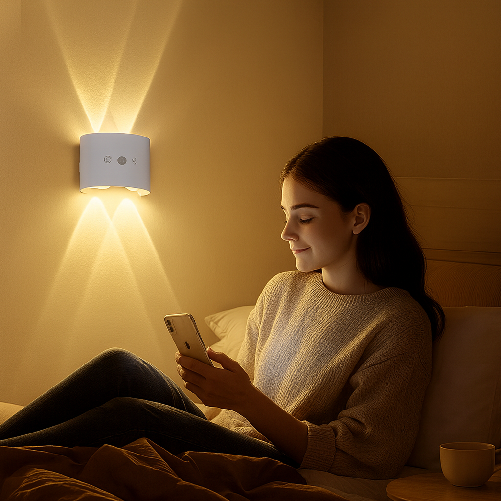 LumiNova | Applique LED en forme d'œil de chat avec capteur de mouvement – réglable en 3 couleurs, rechargeable par USB