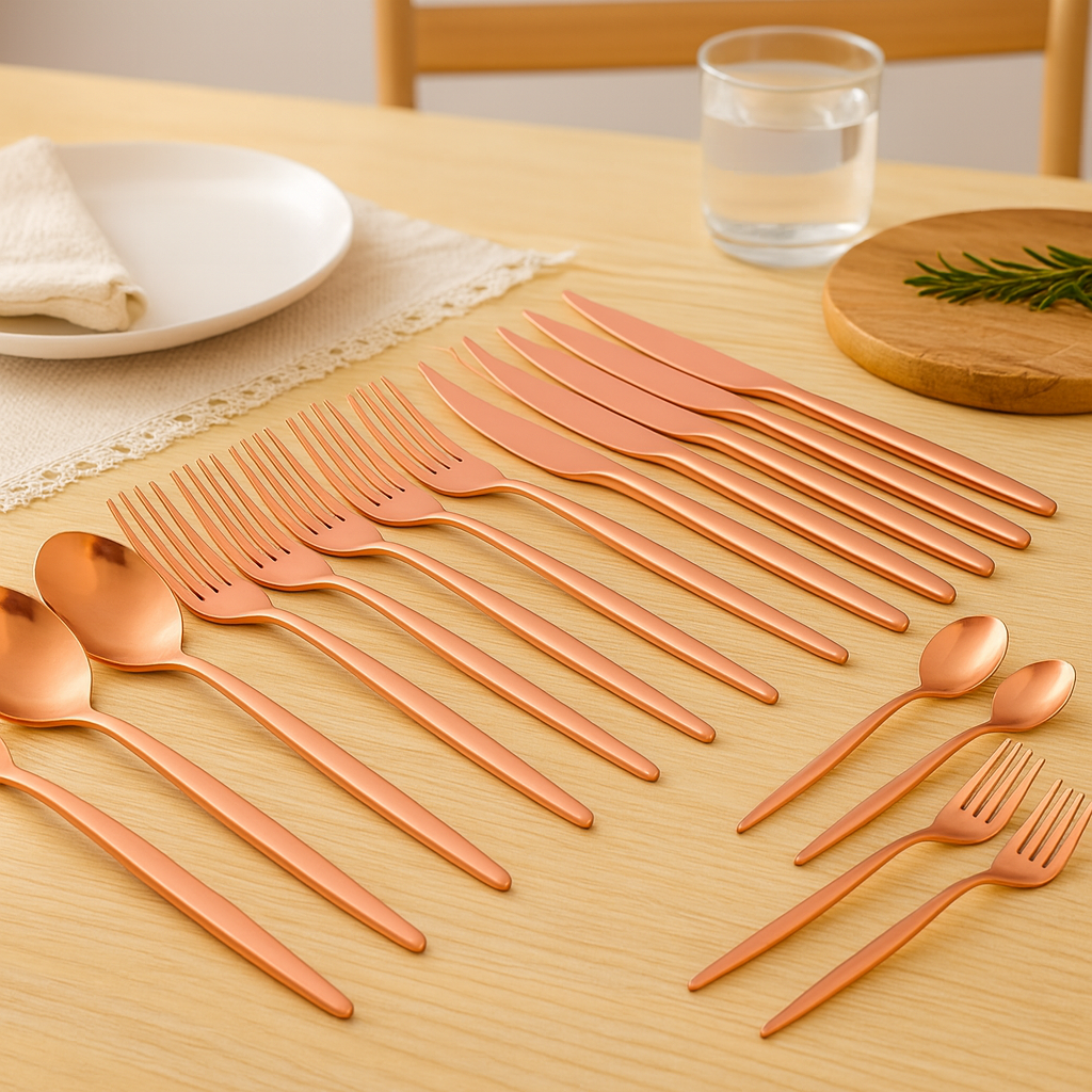 Lunarex | Ensemble de couverts en acier inoxydable doré de 30 pièces