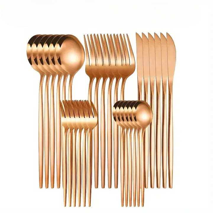 Lunarex | Ensemble de couverts en acier inoxydable doré de 30 pièces