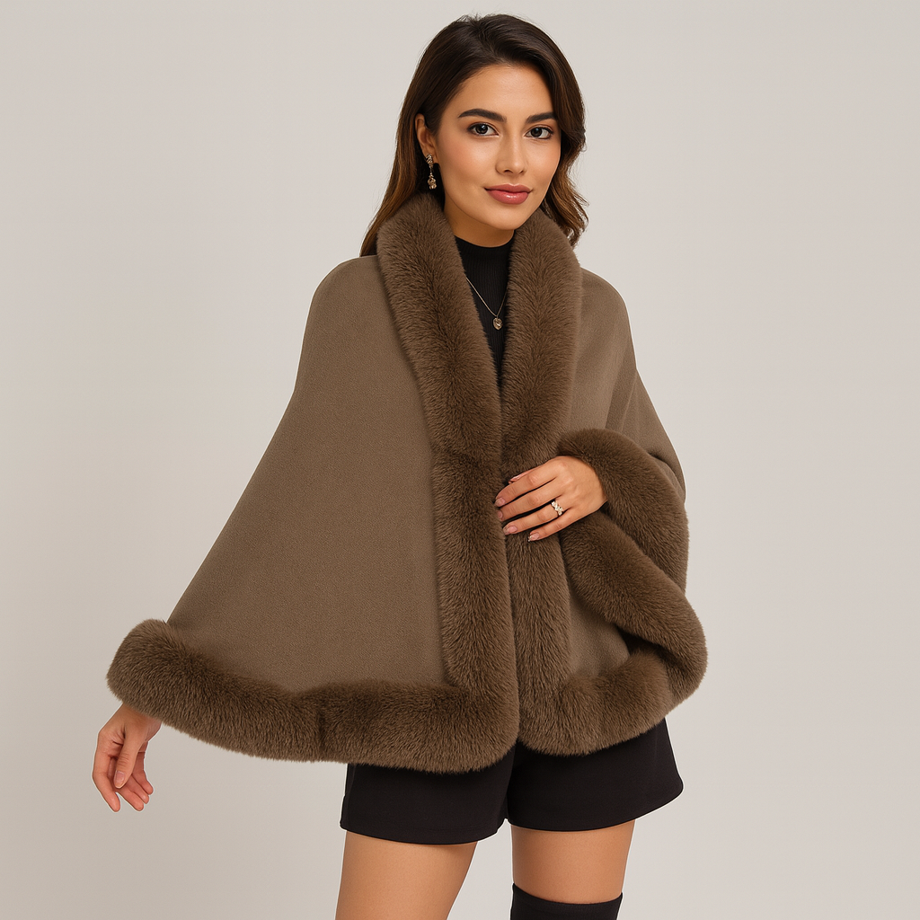 Marcella | Manteau de chauve-souris avec devant ouvert et finition en fourrure