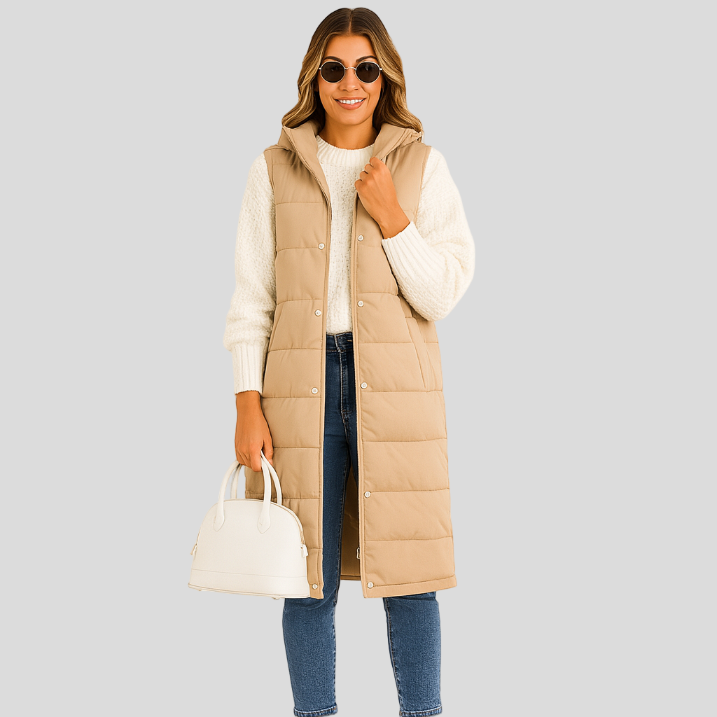 Marcellin | Manteau sans manches avec capuche et bride de boutons