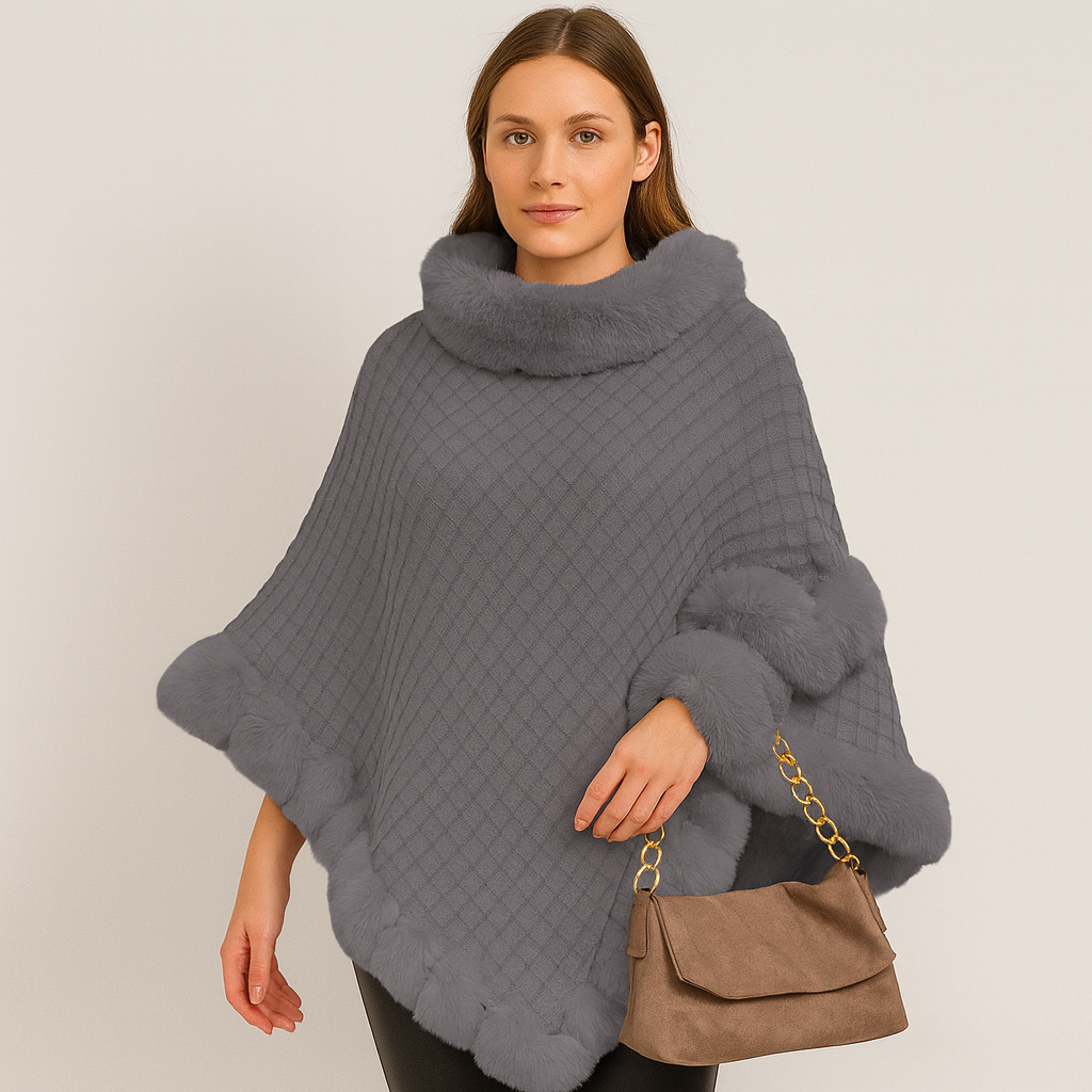 Maribeth | Cardigan avec fausse fourrure et ourlet asymétrique