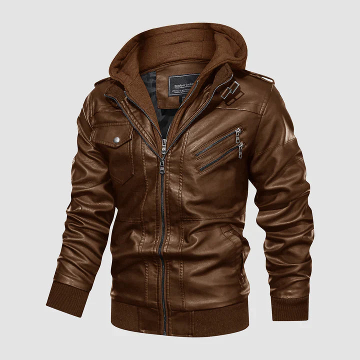 Veste à capuche zippée en cuir vegan Christ