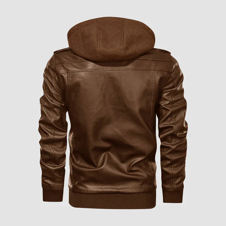 Veste à capuche zippée en cuir vegan Christ