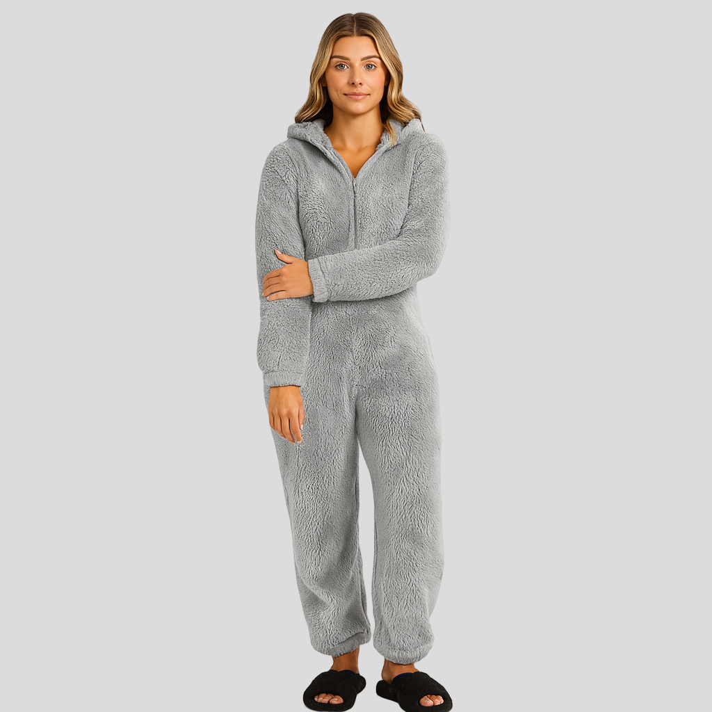 Mirella | Pyjama en velours avec capuche et fermeture éclair