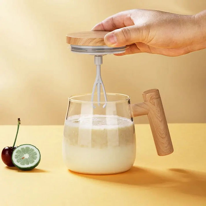 WhirlBrew - Tasse en verre avec poignée en bois
