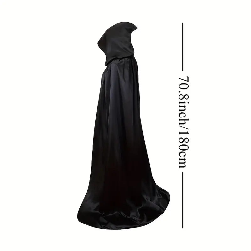 Cape d'Halloween NightShade – Costume en polyester noir avec capuche