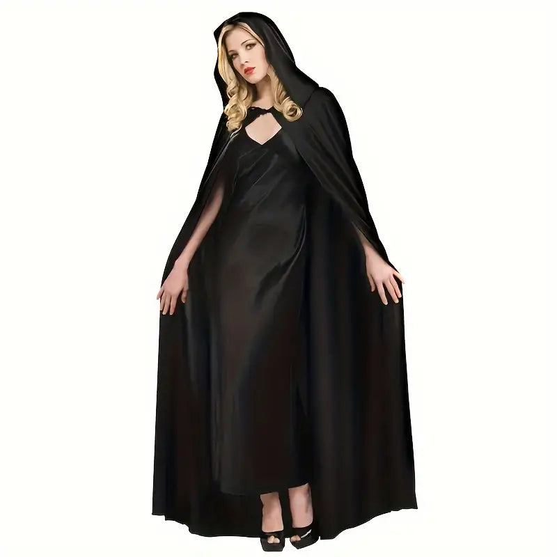 Cape d'Halloween NightShade – Costume en polyester noir avec capuche