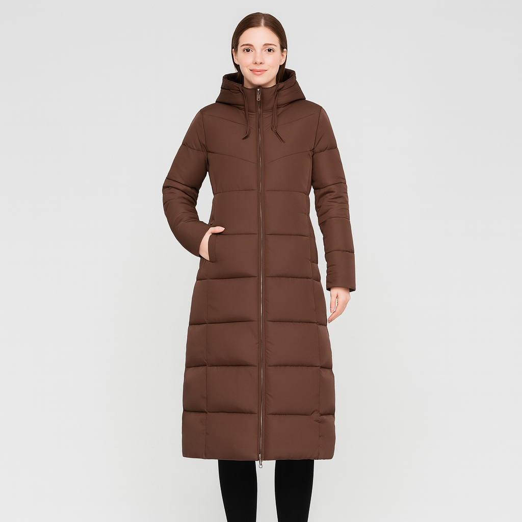 Nordveil | Manteau d'hiver épais mi-long en molleton avec fermeture éclair douillette